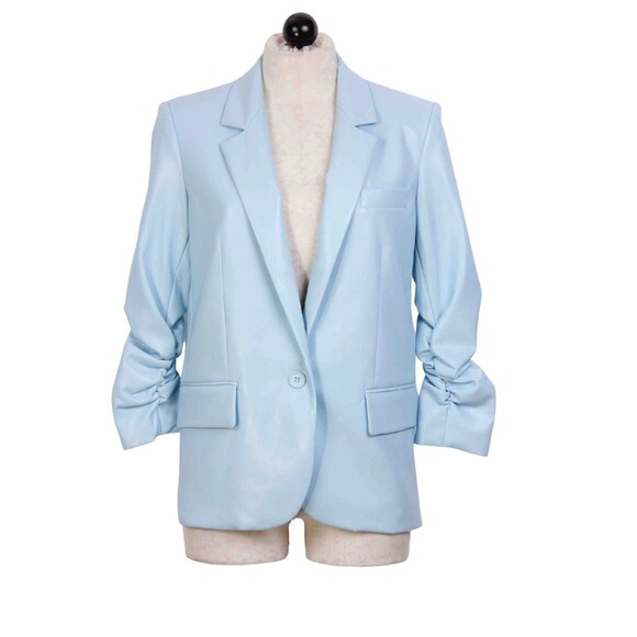 GENERATION LOVE Millie Blazer Women’s Vegan Leather Ruched Sleeve FRENCH BLUE XS